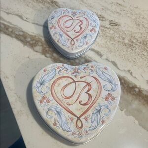 Brighton Heart-Shaped Jewelry Boxes - Red and Blue Floral Design
